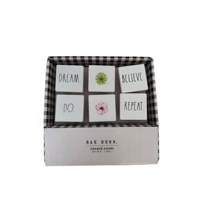RAE DUNN Set of 6 Floral Drawer Knobs NEW NIP